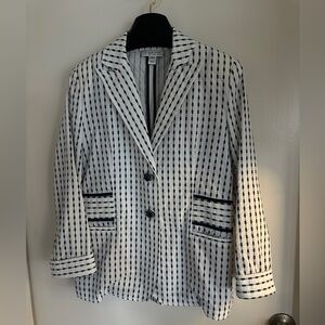 St John Sport Navy & White Striped Women's Blazer Jacket - Size P